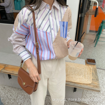 Autumn youth fashion casual temperament striped blouse